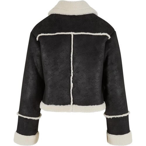 Urban Classics Ladies Shearling Jacket black/whitesand 3XL