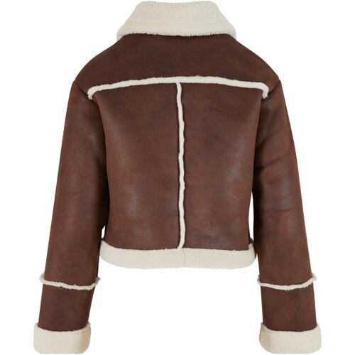 Urban Classics Ladies Shearling Jacket brown/whitesand XXL