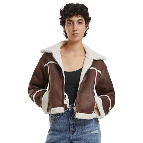 Urban Classics Ladies Shearling Jacket brown/whitesand XXL