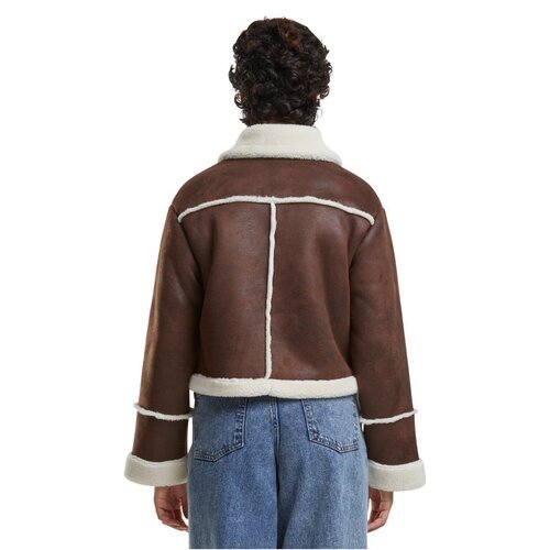 Urban Classics Ladies Shearling Jacket brown/whitesand XXL