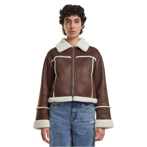 Urban Classics Ladies Shearling Jacket brown/whitesand XXL