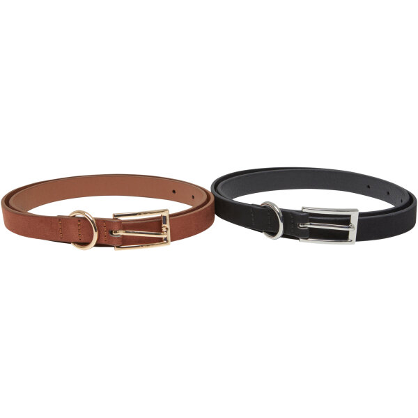 Urban Classics Slim Synthetic Velour Leather Belt 2-Pack