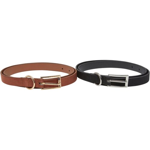 Urban Classics Slim Synthetic Velour Leather Belt 2-Pack