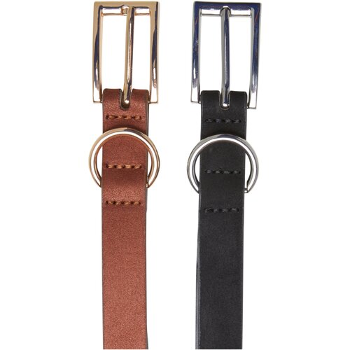 Urban Classics Slim Synthetic Velour Leather Belt 2-Pack