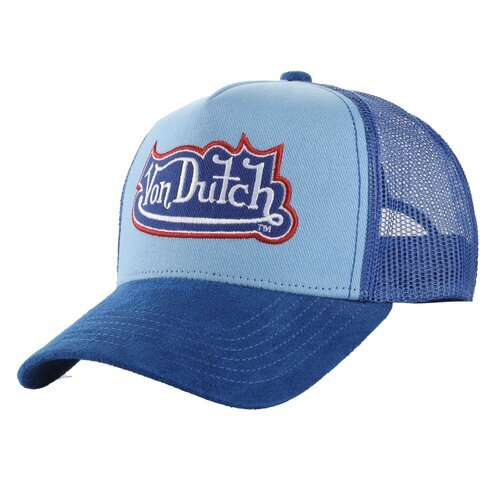 Von Dutch Originals Trucker Cap ROCKFORD - Cotton Twill Suede Blue / Red