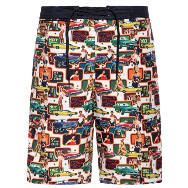 King Kerosin Herren Badeshort Lang "Seventies" Black