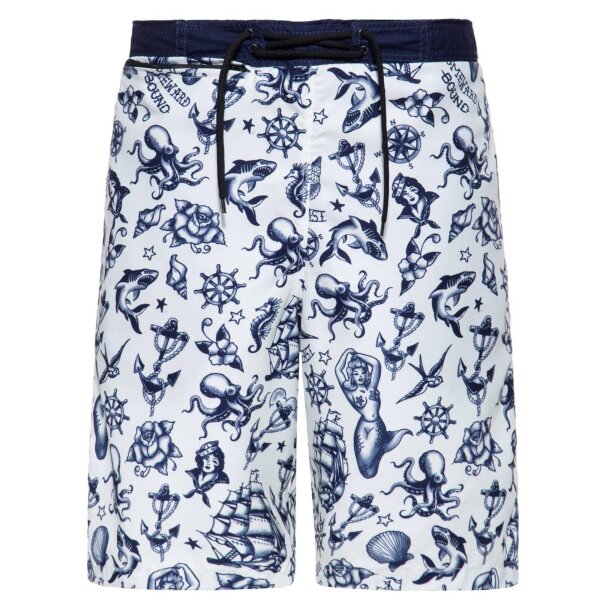 King Kerosin Herren Badeshort Lang "Sailor Tattoos"