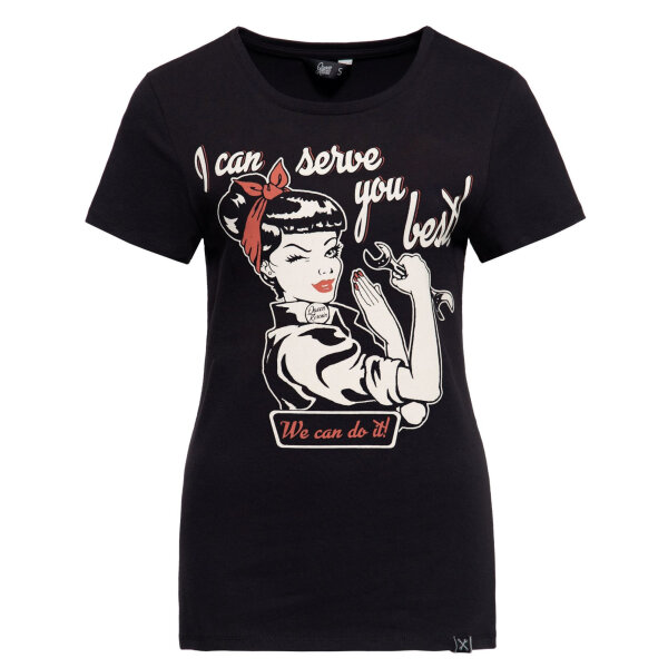 Queen Kerosin Damen Basic T-Shirt "I can serve you"