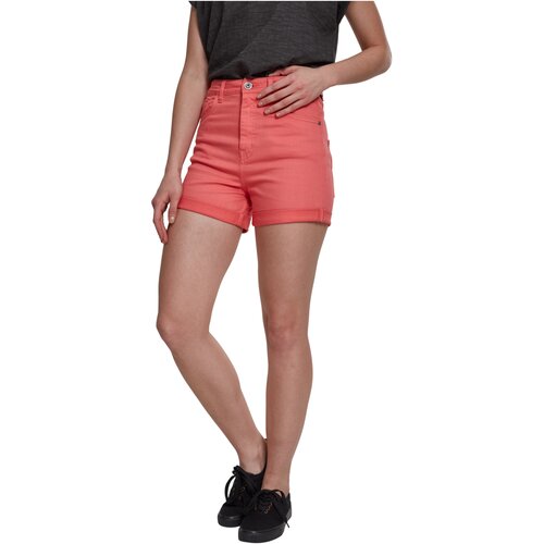 Urban Classics Ladies Highwaist Stretch Twill Shorts coral 27