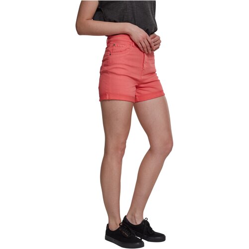 Urban Classics Ladies Highwaist Stretch Twill Shorts coral 27