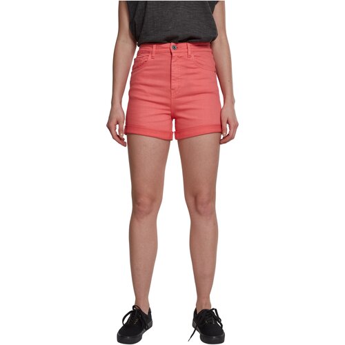 Urban Classics Ladies Highwaist Stretch Twill Shorts coral 27