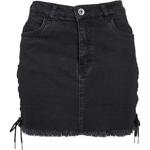 Urban Classics Ladies Denim Lace Up Skirt black washed 28