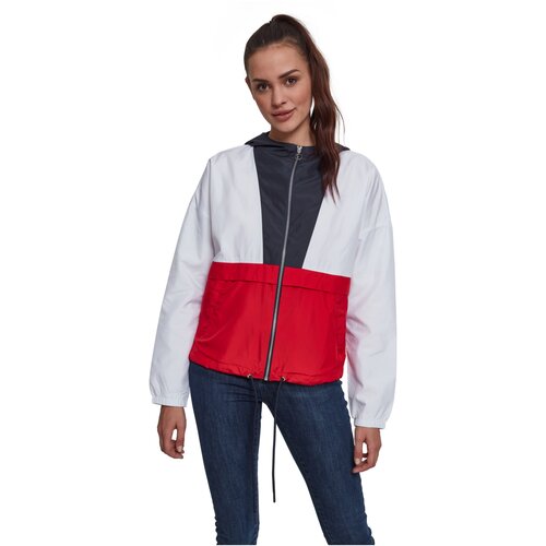 Urban Classics Ladies 3-Tone Oversize Windbreaker navy/white/fire red L