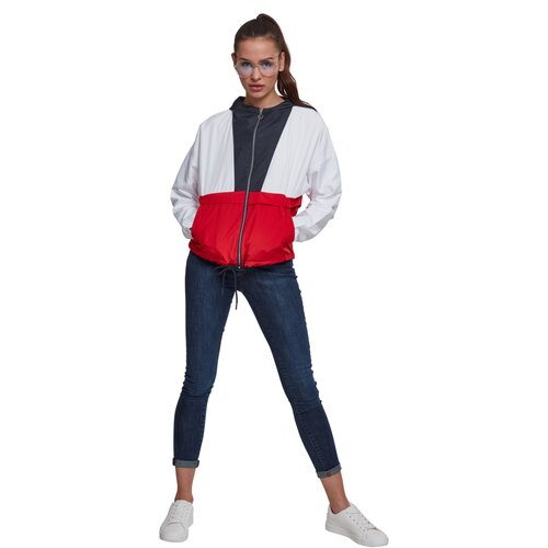 Urban Classics Ladies 3-Tone Oversize Windbreaker navy/white/fire red L