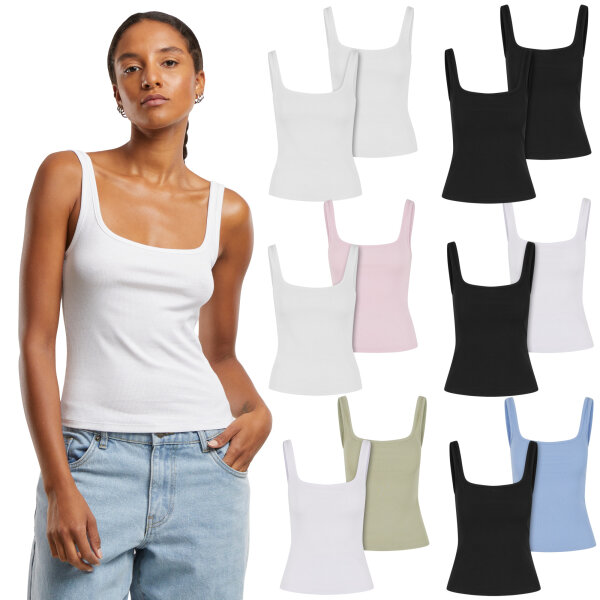 Urban Classics Ladies Wide Neck Rib Top 2-Pack