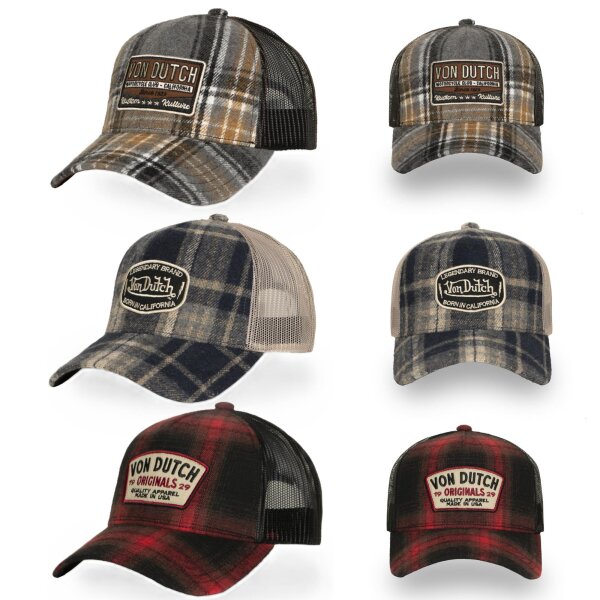 Von Dutch Originals Trucker Cap - Check Pattern - Flannel Mesh