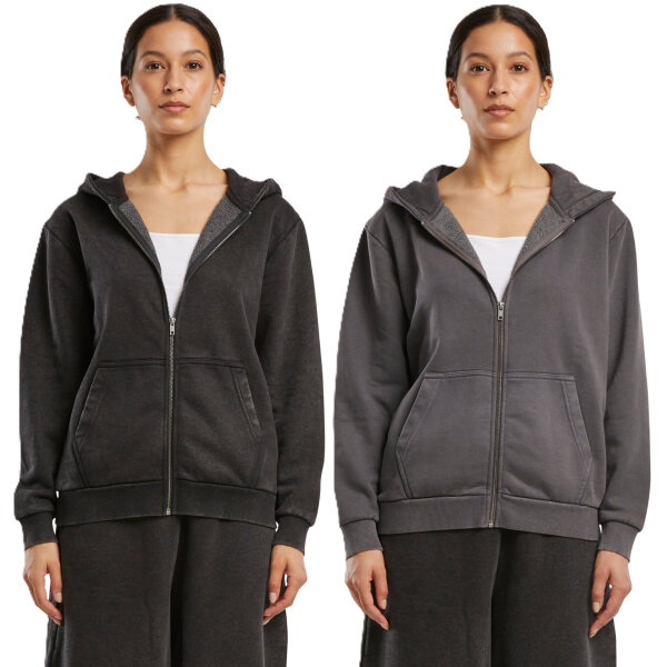 Build Your Brand Ladies Vintage Heavy Zip Hoody