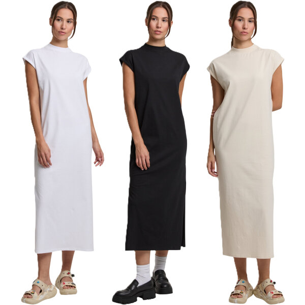 Build Your Brand Ladies Long Extended Shoulder Dress