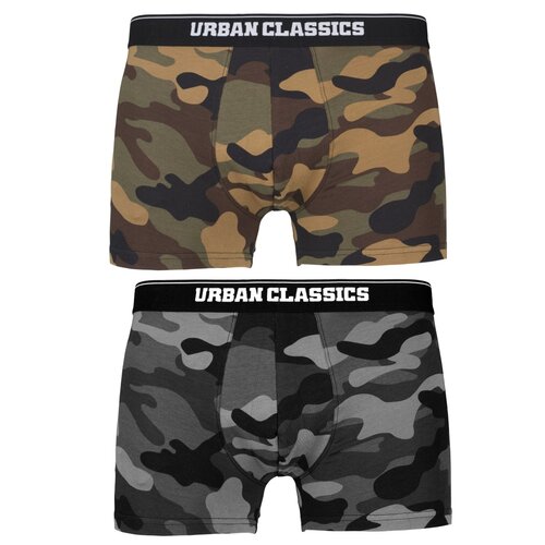 Urban Classics 2-Pack Camo Boxer Shorts woodcamo + darkcamo XXL