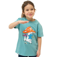 Bavarian Caps T-Shirt "Schlümpfe: Schwammerlschirm" - blaugrün (Kinder)