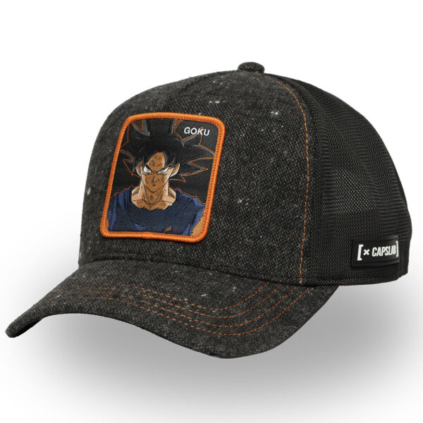 CAPSLAB Trucker Cap - PREMIUM Dragon Ball GOKU SIGN - DBS Flanel Black