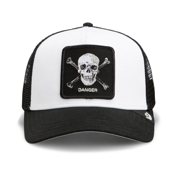 Goorin Bros. OG Trucker Cap Core Mesh Danger Skull and Crossbones Dust