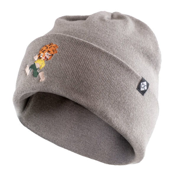 Bavarian Caps/HERONOX Stick-Haum / Beanie "Pumuckl läuft" - beigegrau