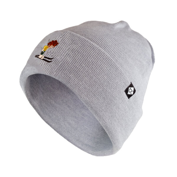 Bavarian Caps/HERONOX Stick-Haum / Beanie "Pumuckl Skirennen" - hellgrau