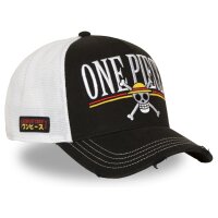 CAPSLAB Premium Trucker Cap - X ONE PIECE Black/White