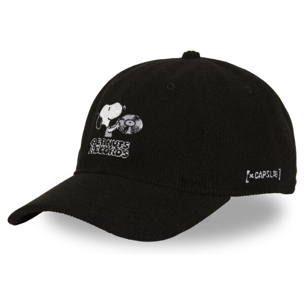 CAPSLAB Baseball Strapback Cap - X PEANUTS RECORDS Black