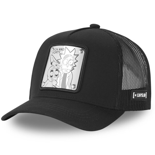 CAPSLAB Trucker Cap - X RICK & MORTY Plate Patch Black