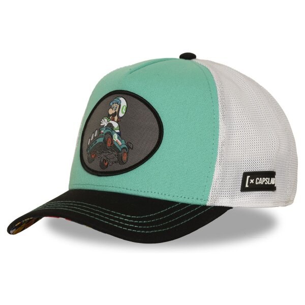 CAPSLAB Premium Trucker Cap - X SUPER MARIO KART LUIGI Mint/White