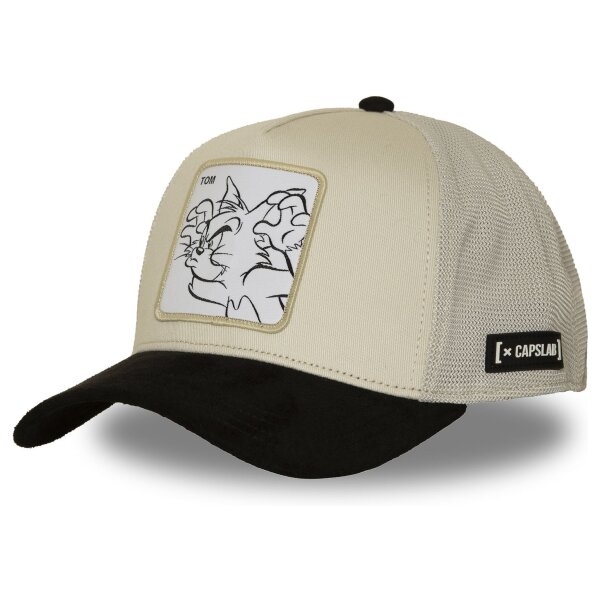 CAPSLAB Premium Trucker Cap - X TOM AND JERRY BICO Creme/Black