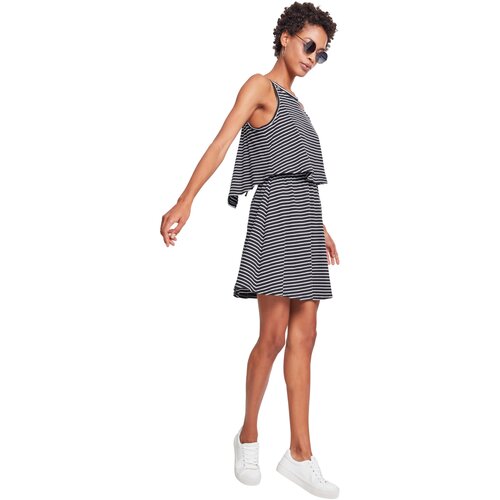 Urban Classics Ladies 2-Layer Spaghetti Dress blk/wht XL
