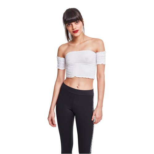 Urban Classics Ladies Cropped Cold Shoulder Smoke Top white XS