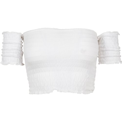 Urban Classics Ladies Cropped Cold Shoulder Smoke Top white XS