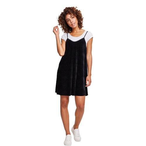 Urban Classics Ladies Velvet Slip Dress black XS