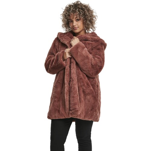 Urban Classics Ladies Hooded Teddy Coat darkrose XXL