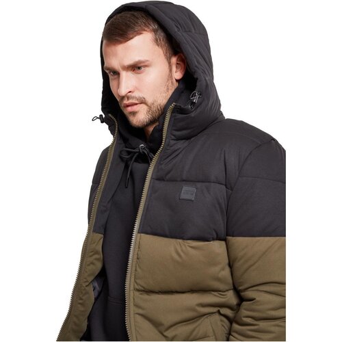 Urban Classics Hooded 2-Tone Puffer Jacket darkolive/black M
