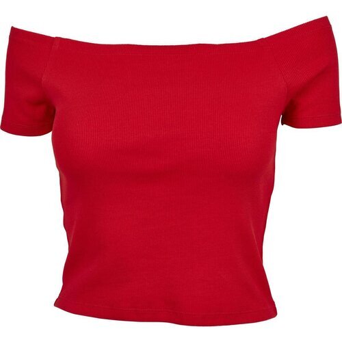 Urban Classics Ladies Off Shoulder Rib Tee fire red S