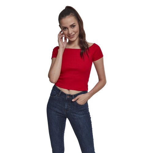 Urban Classics Ladies Off Shoulder Rib Tee fire red S