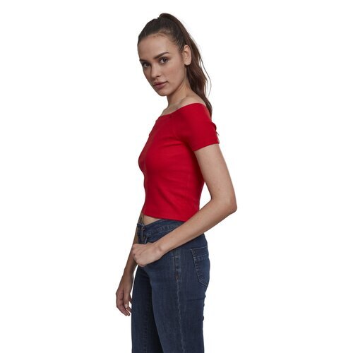 Urban Classics Ladies Off Shoulder Rib Tee fire red S