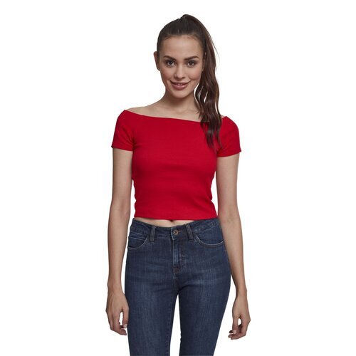 Urban Classics Ladies Off Shoulder Rib Tee fire red S