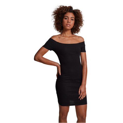 Urban Classics Ladies Off Shoulder Rib Dress black L