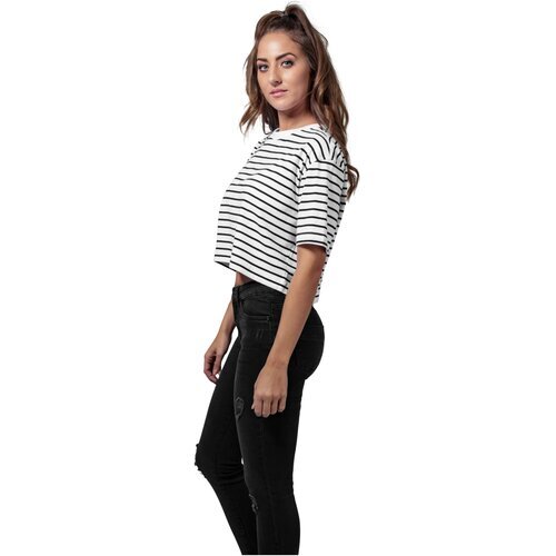 Urban Classics Ladies Short Striped Oversized Tee wht/blk XS