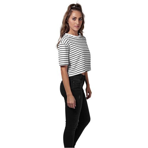 Urban Classics Ladies Short Striped Oversized Tee wht/blk XS