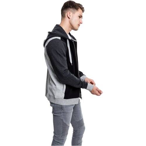 Urban Classics 3- Tone Sweat Zip Hoody black/grey/charcoal S