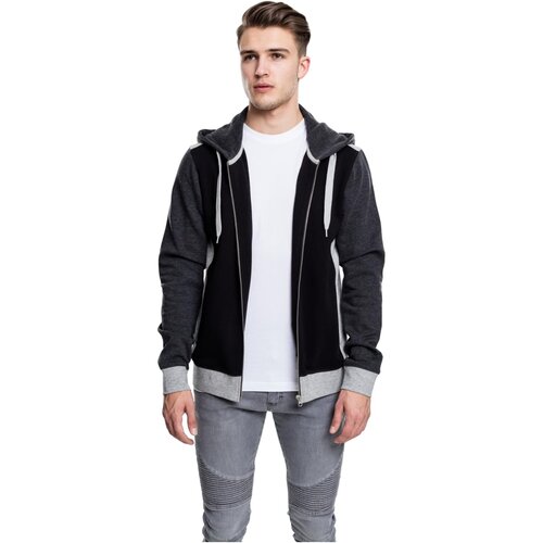 Urban Classics 3- Tone Sweat Zip Hoody black/grey/charcoal S