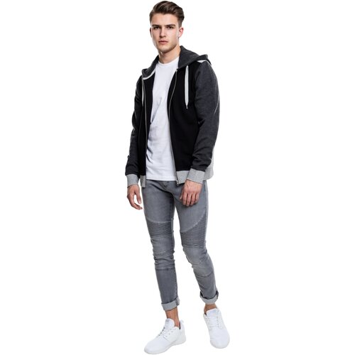 Urban Classics 3- Tone Sweat Zip Hoody black/grey/charcoal S