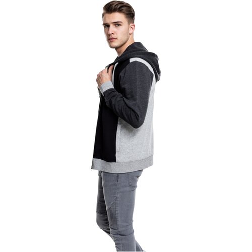 Urban Classics 3- Tone Sweat Zip Hoody black/grey/charcoal S